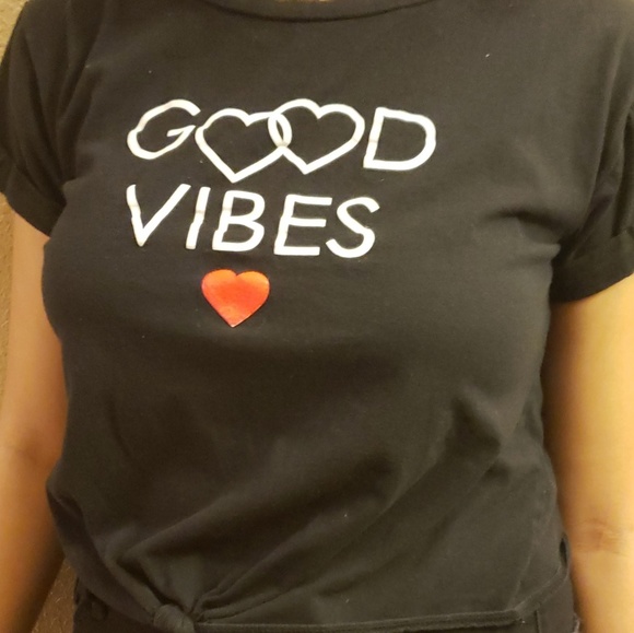 Tops - Black "Good Vibes" top